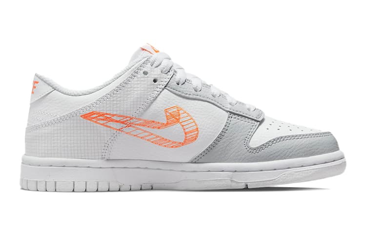 Nike Dunk Low SE 3D Swoosh Pure Platinum Total Orange GS 4