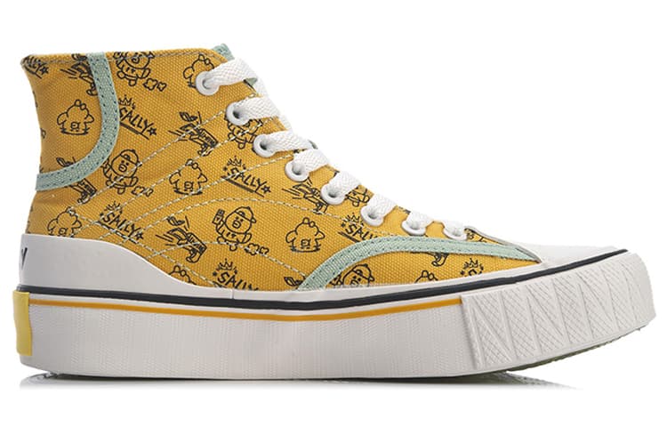 LINE FRIENDS x LiNing Wear-Resistant Coverage High-Top Canvas Shoes Women's Yellow 4