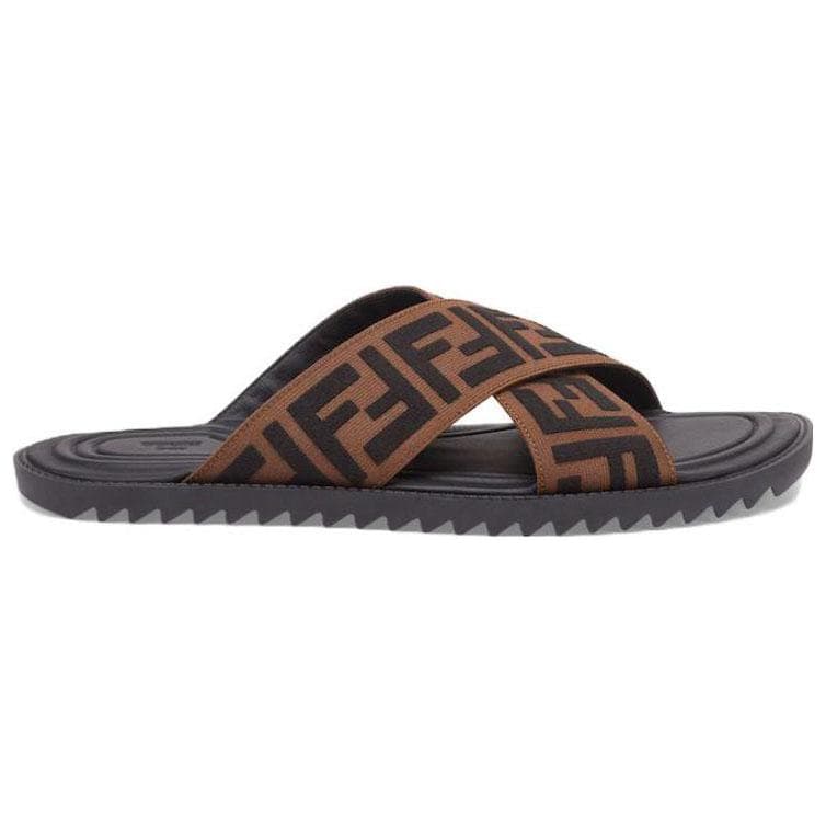 FENDI Comfortable Casual Slide Sandals Men's Brown/Black 3