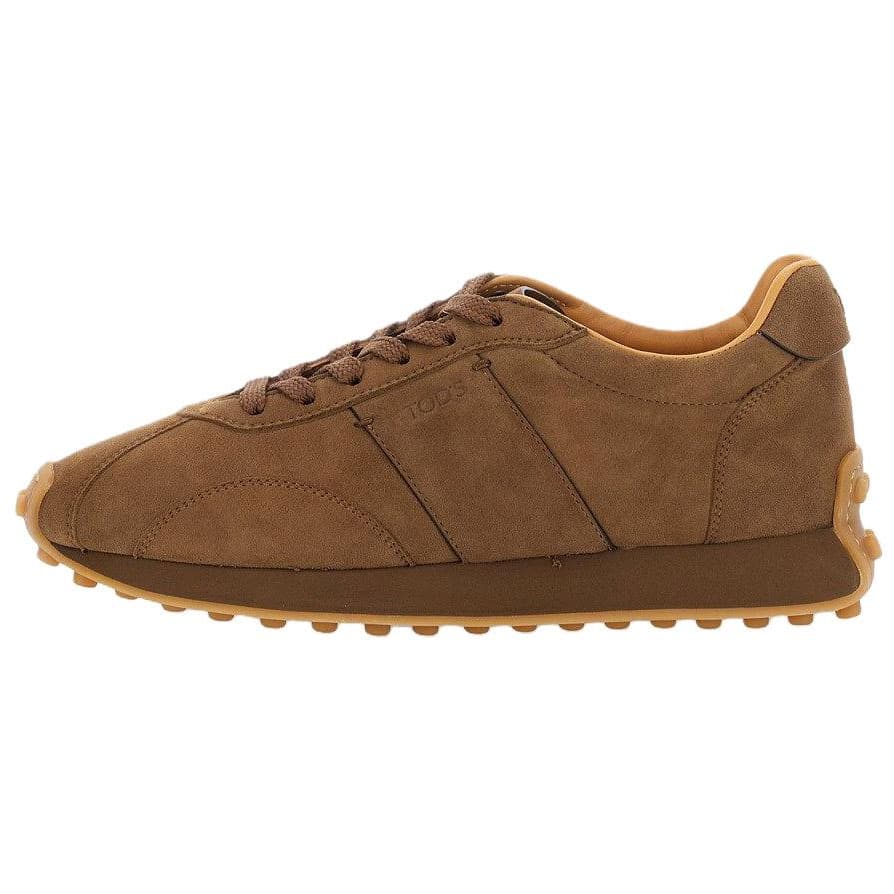 TOD'S Goatskin Leather Round Toe Lace-Up Low-Top Casual Shoes Women's Dark Brown 2