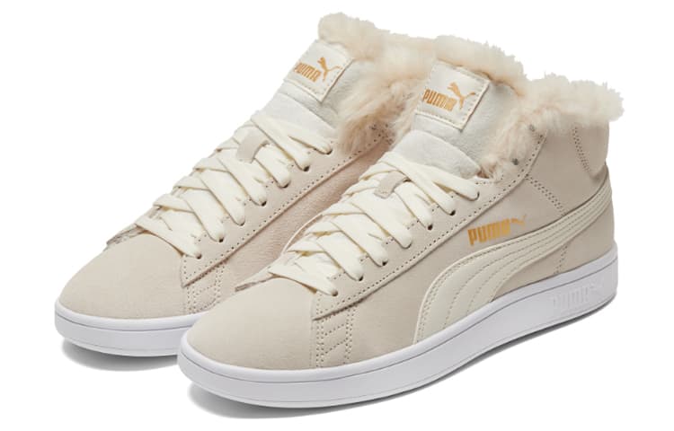 PUMA Smash V2 Mid Top Sneakers Beige/White Women's 6