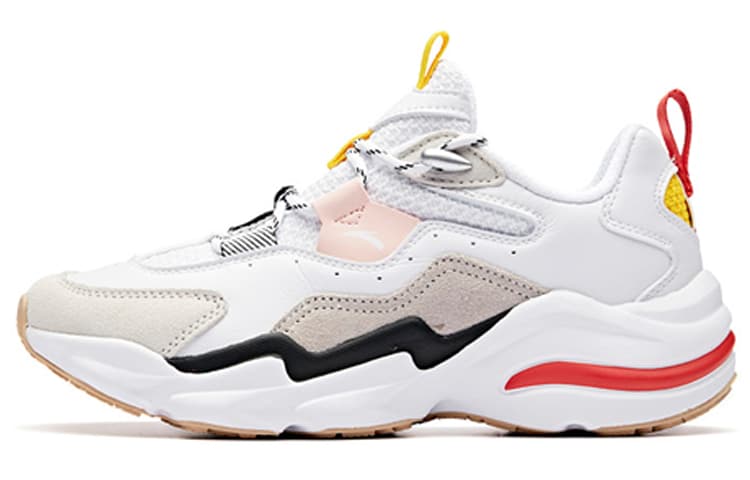 ANTA Chunky Sneakers Women's Low Top ANTA White/National Flag Yellow/Baby Pink 2