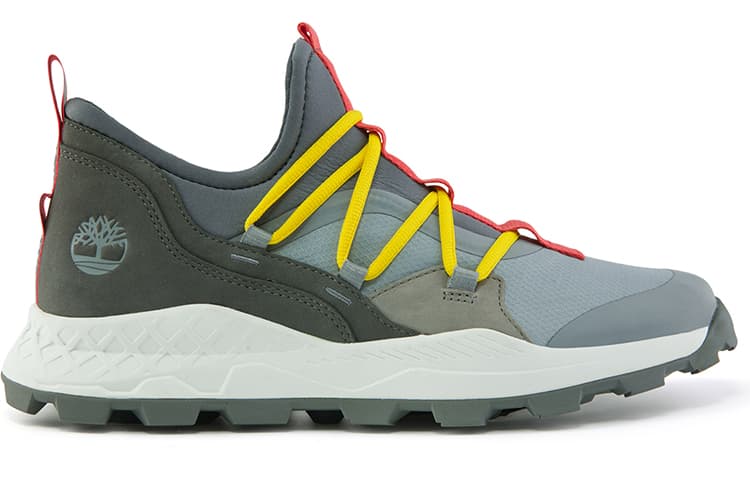 Timberland Brooklyn Leather And Fabric Oxford Trainers 'Medium Grey Mesh With Red' 3