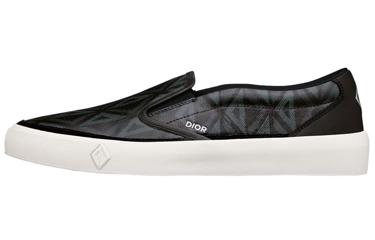 DIOR B101 Leather Canvas Logo Low-Top Fashion Sneakers Men's Black