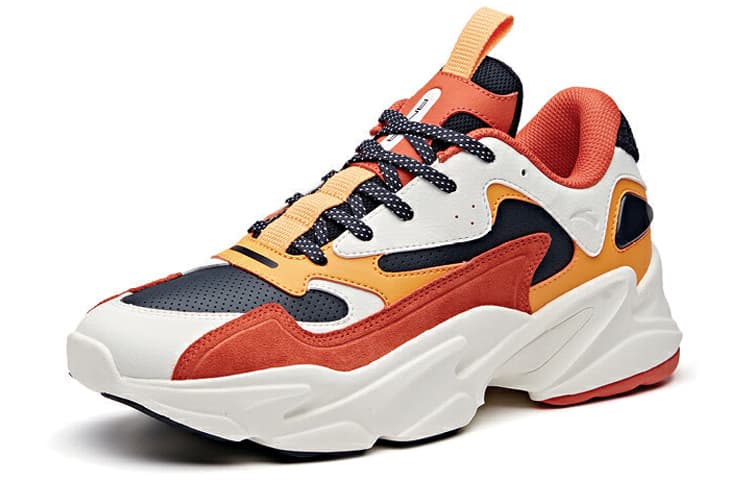 ANTA Life Collection Chunky Sneakers Men Low-Top Orange White Black 4