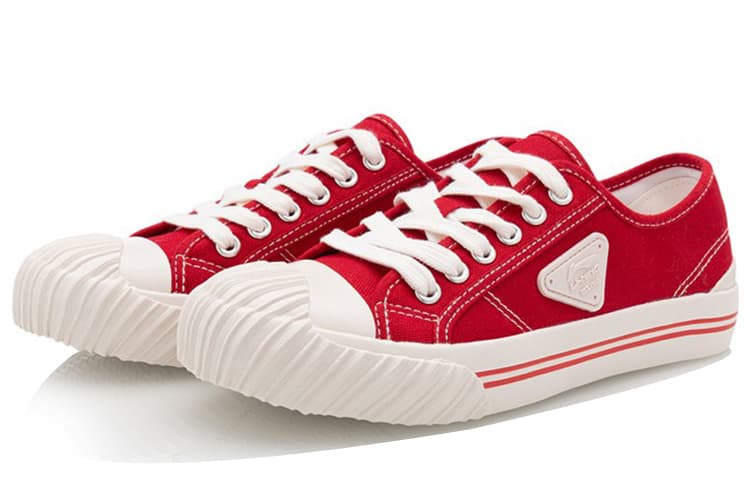 LINING Cookie Skateboard Shoes Women's Low-Top Red White 5