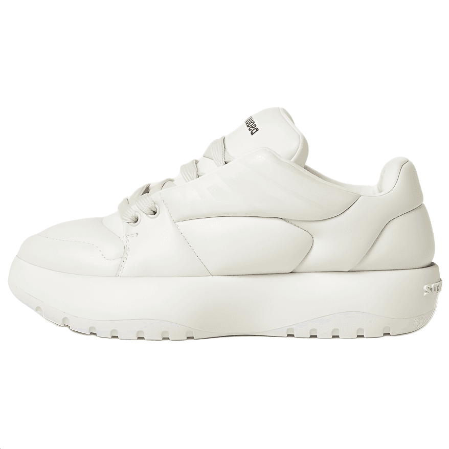 DSQUARED 2 Icon Calfskin Round-Toe Lace-Up Low-Top Casual Shoes Women's Off-White 2