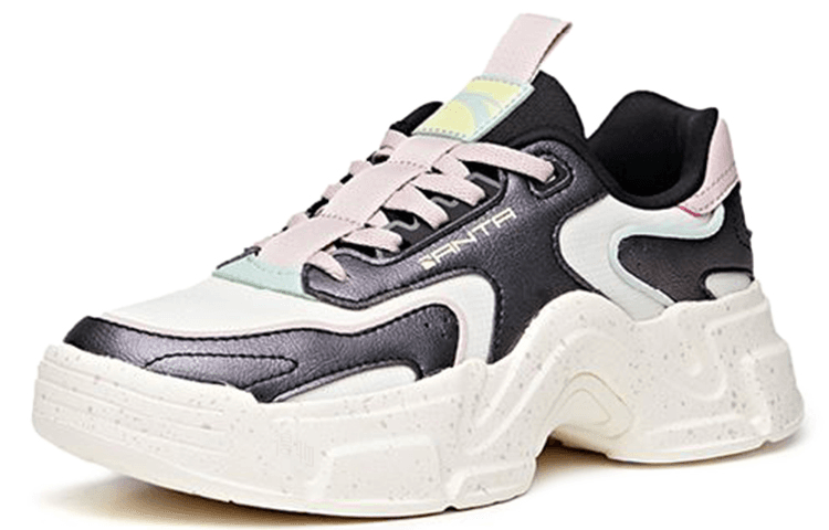 Anta Fashion Versatile Cushion Breathable Supportive Balanced Impact-Resistant Lightweight Low-Top Dad Shoes Women's Black Purple 5