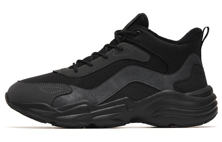 Anta Walker Slip-Resistant Warm Mid-Top Sports Casual Shoes Black Gray