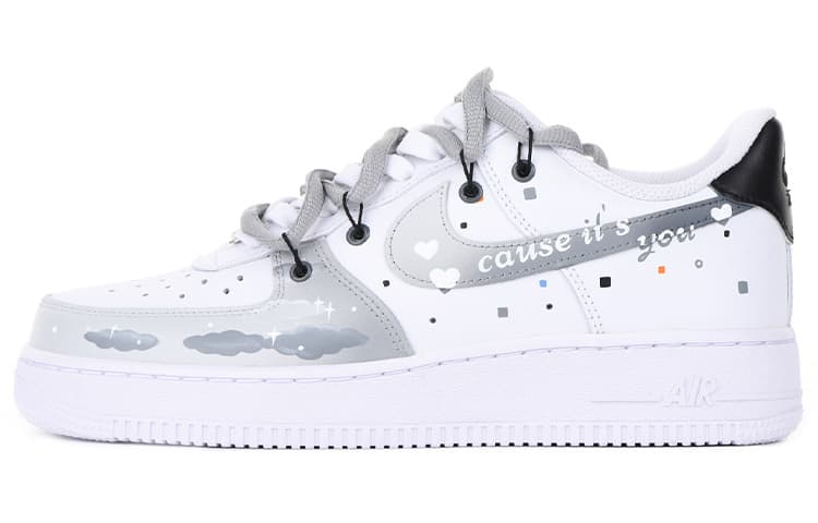 Nike Air Force 1 Skateboard Shoes Men Low-Top Gray White 3