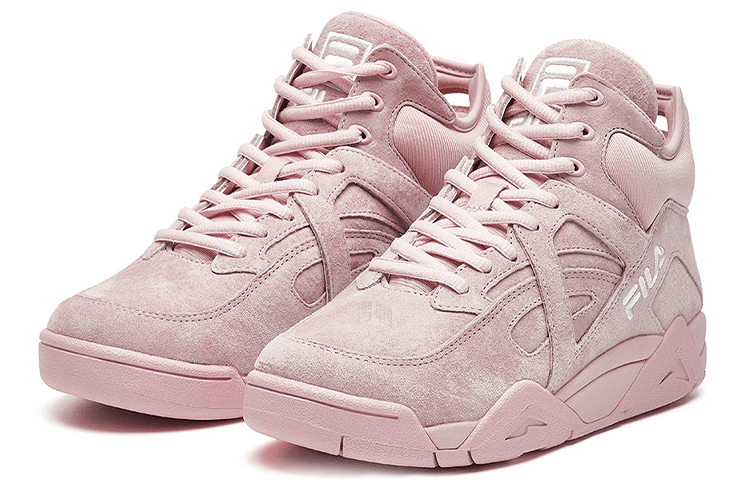 FILA Cage Synthetic Leather Sport Comfort Mid-Top Retro Basketball Shoes Women's Pink 5