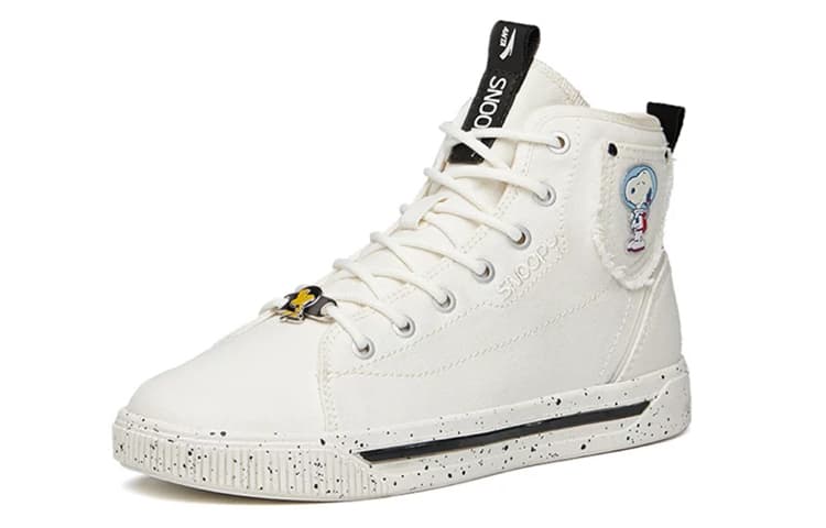 SNOOPY x Anta Snoopy High-Top Skateboard Shoes Women's White Black 4
