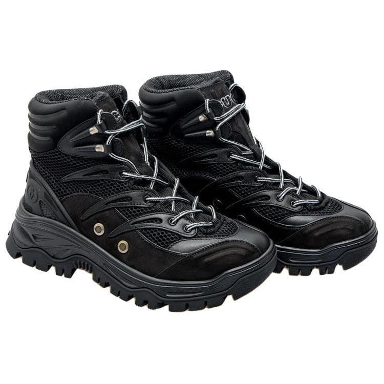 GUCCI Contrast Panel Lace Up Boot Black 5