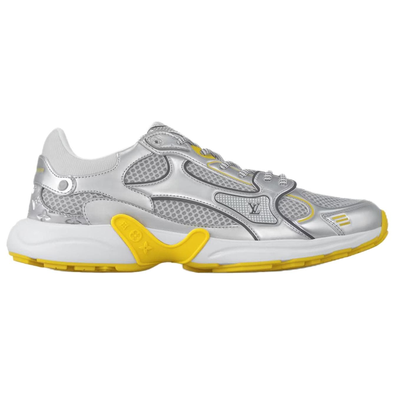 LOUIS VUITTON Olympia Round Toe Lace-Up Low-Cut Casual Shoes Women's Silver Yellow 4