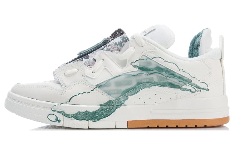 LiNing Wei Wu PRO Skateboard Shoes Men Low-Top White/Green/Brown