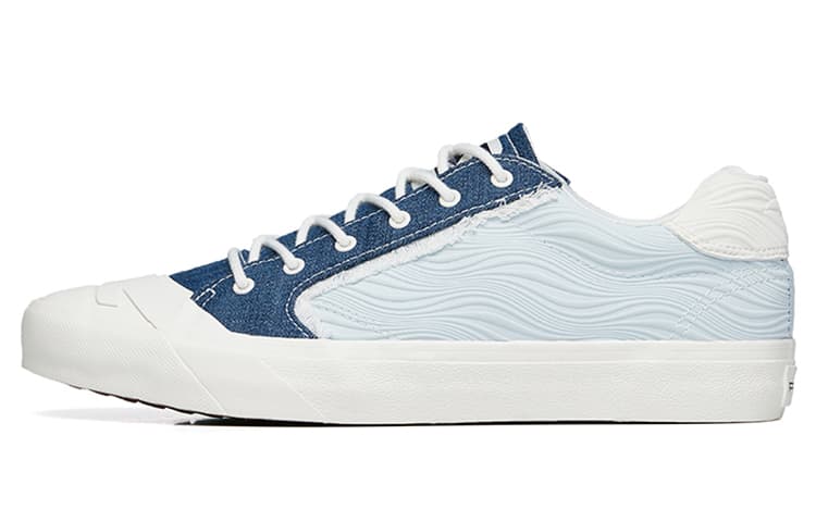 ANTA Canvas Shoes Men Low-Top Ivory White/Matte Blue 2