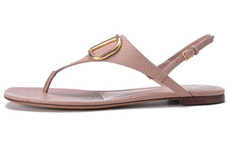 Valentino Leather Flip-Flop Thong Sandals Fashion Slides Women's Dusty Pink 2