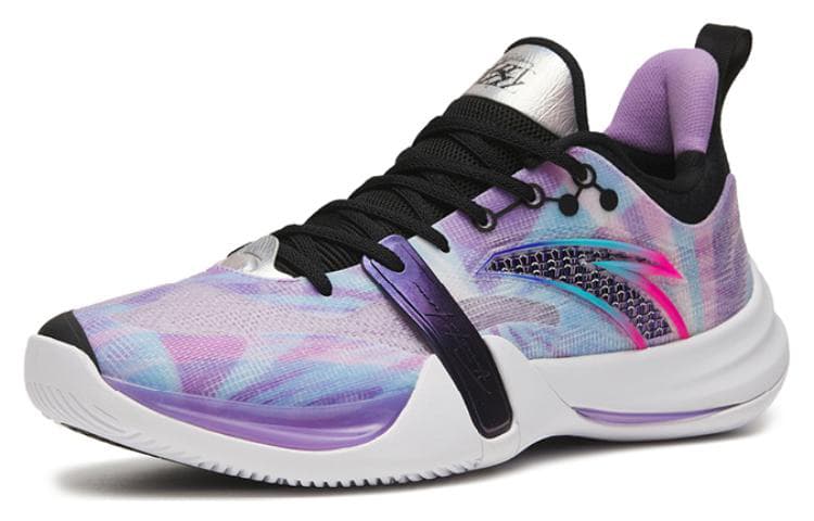 Anta Crazy 4 Team Cushioning Anti-Slip And Wear-Resistant Low-Top Basketball Shoes Men's Purple Black 5