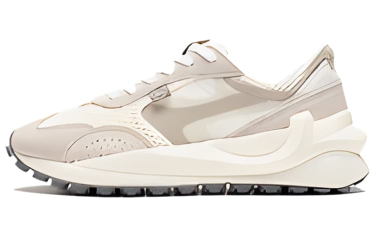 LINING Square Casual Shoes Women's Low-Top Vanilla White/Cloud Rain Gray