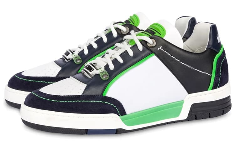 MOSCHINO Lace-Up Low-Top Fashion Sneakers Men's White Green Black 5
