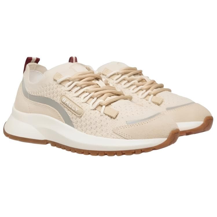 BALLY OUTLINE Calfskin Platform Round Toe Low-Top Casual Shoes Women's Beige 5