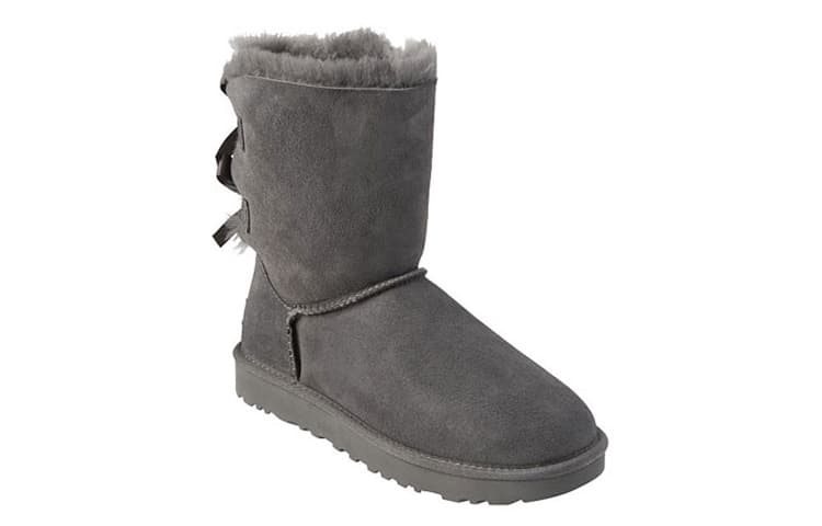UGG Mini Bailey Bow Ii Boot Fleece Lined Gray Women's 5