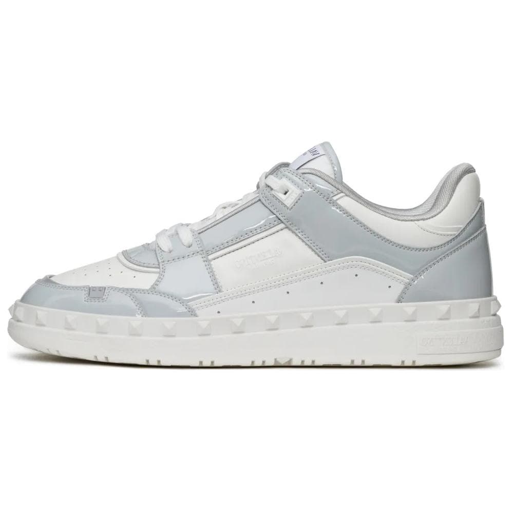 Valentino Freedots Calfskin Round Toe Lace-Up Low-Top Plimsolls Men's White Blue