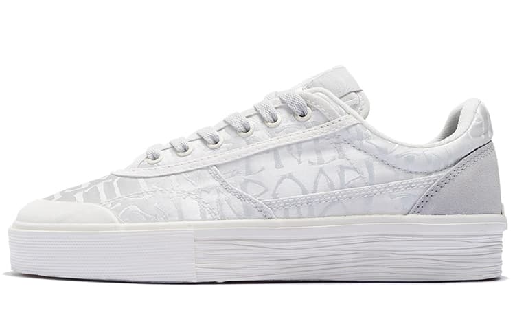LINING 50/50 Skateboard Shoes Women's Low-Top Ecru/Light Lime 2