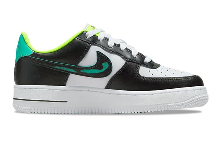 Nike Air Force 1 Graffiti Abrasion Resistant Low Top Kids' Skateboarding Shoes Black Green Teenagers