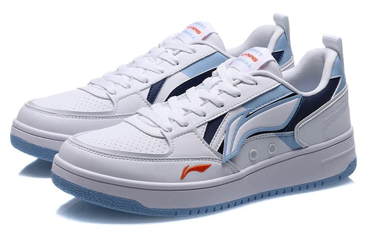 LiNing Haichuan Slip-Resistant Cushioning Wear-Resistant Lightweight Low-Top Skateboard Shoes Men's White Blue 5