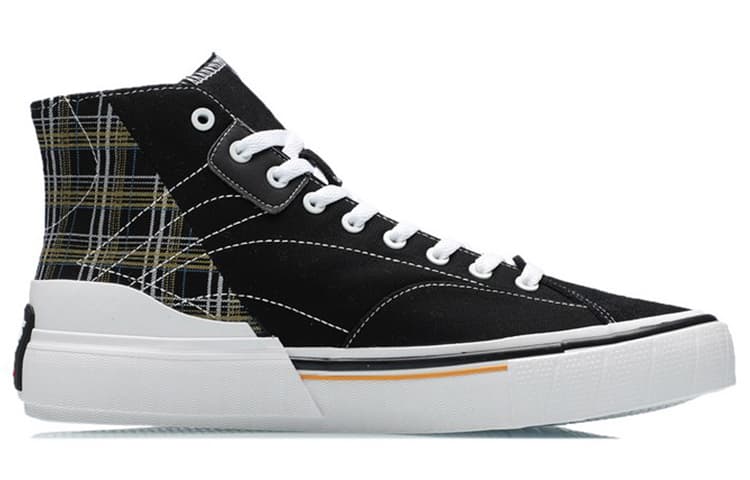 LiNing Wave Skateboard Shoes Unisex High-Top Black/Yellow 3