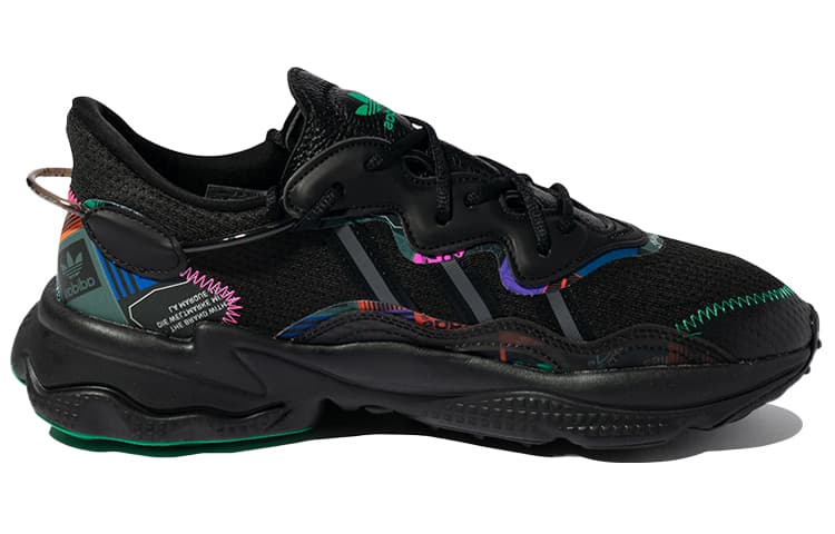 Adidas Originals Ozweego Casual Shoes 'Black Green Multi Color' 3