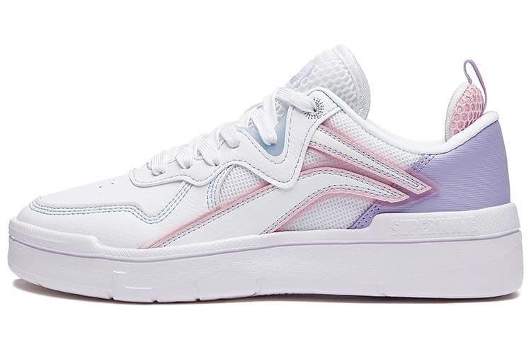 LINING Wave Skateboard Shoes Women's Low-Top Standard White/Light Pink/Bad Little Purple 2