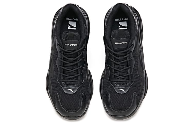 Anta Life Collection Cushioning Breathable Wear-Resistant Slip-Resistant Low-Top Chunky Sneakers Men's Black 5