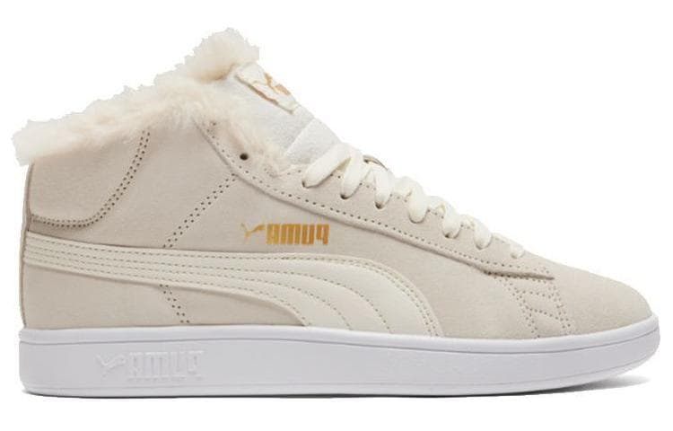 PUMA Smash V2 Mid Top Sneakers Beige/White Women's 3