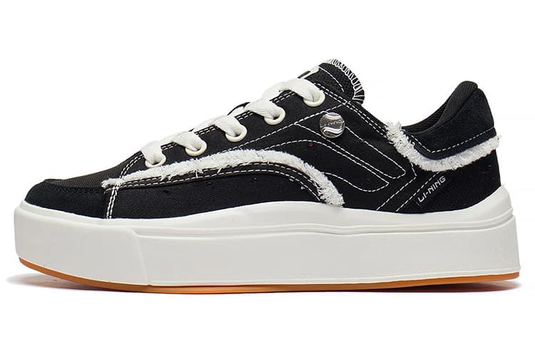 LiNing Comfy Anti-Slip And Wear-Resistant Lightweight Low-Top Skateboard Shoes Women's Black White