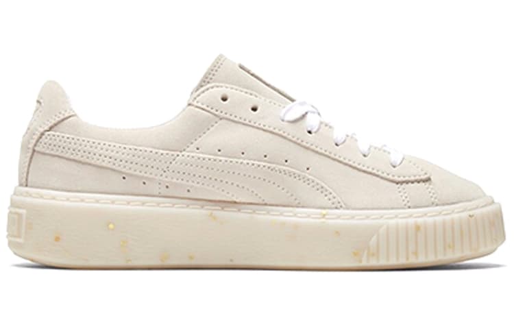 PUMA Suede Platform Buff/Gold Board Shoes Women's 4