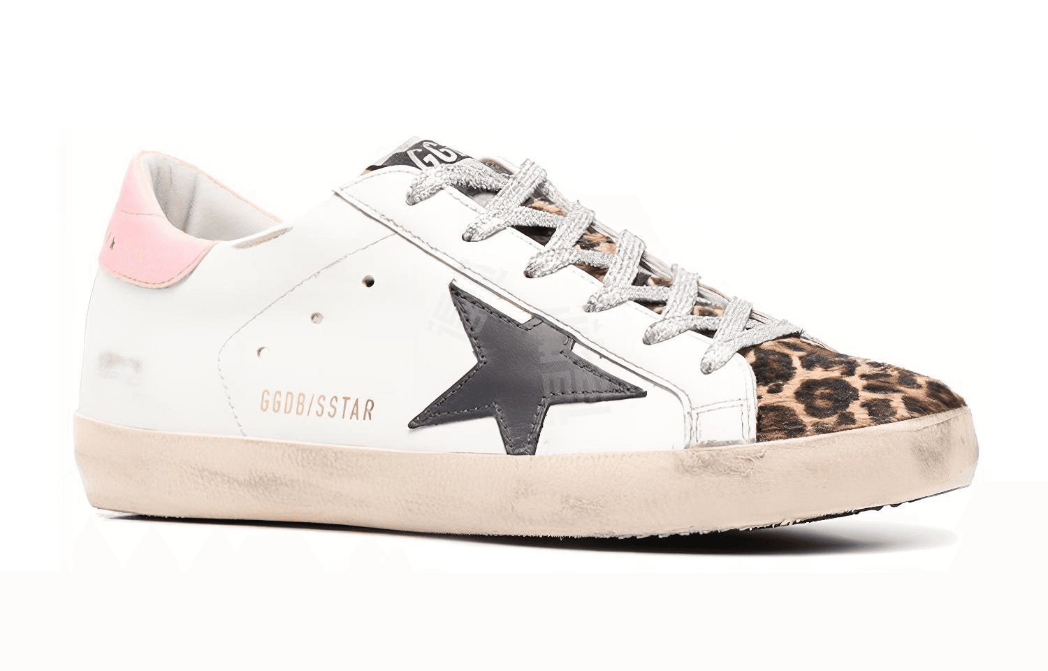 Golden Goose Super-Star White Pink Leopard Dark Grey Patch Women's 5
