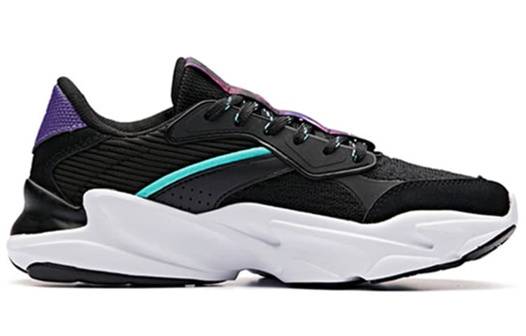 ANTA Chunky Sneakers Women's Low-Top Black/Green/White 3