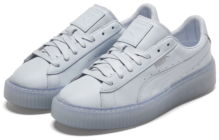 PUMA Basket Platform Core Light Blue/Silvery Low Board Shoes Women's 5