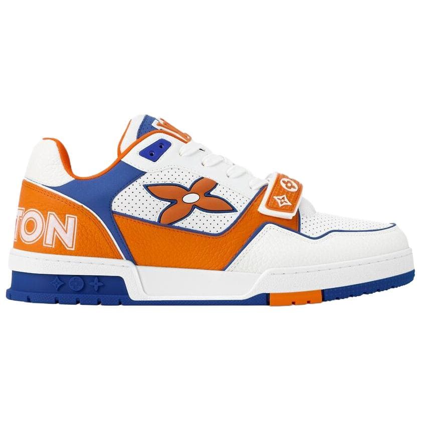LOUIS VUITTON Trainer Cowhide Leather Applique Decoration Round Toe Lace-Up Low-Top Skate Shoes Men's Orange 4