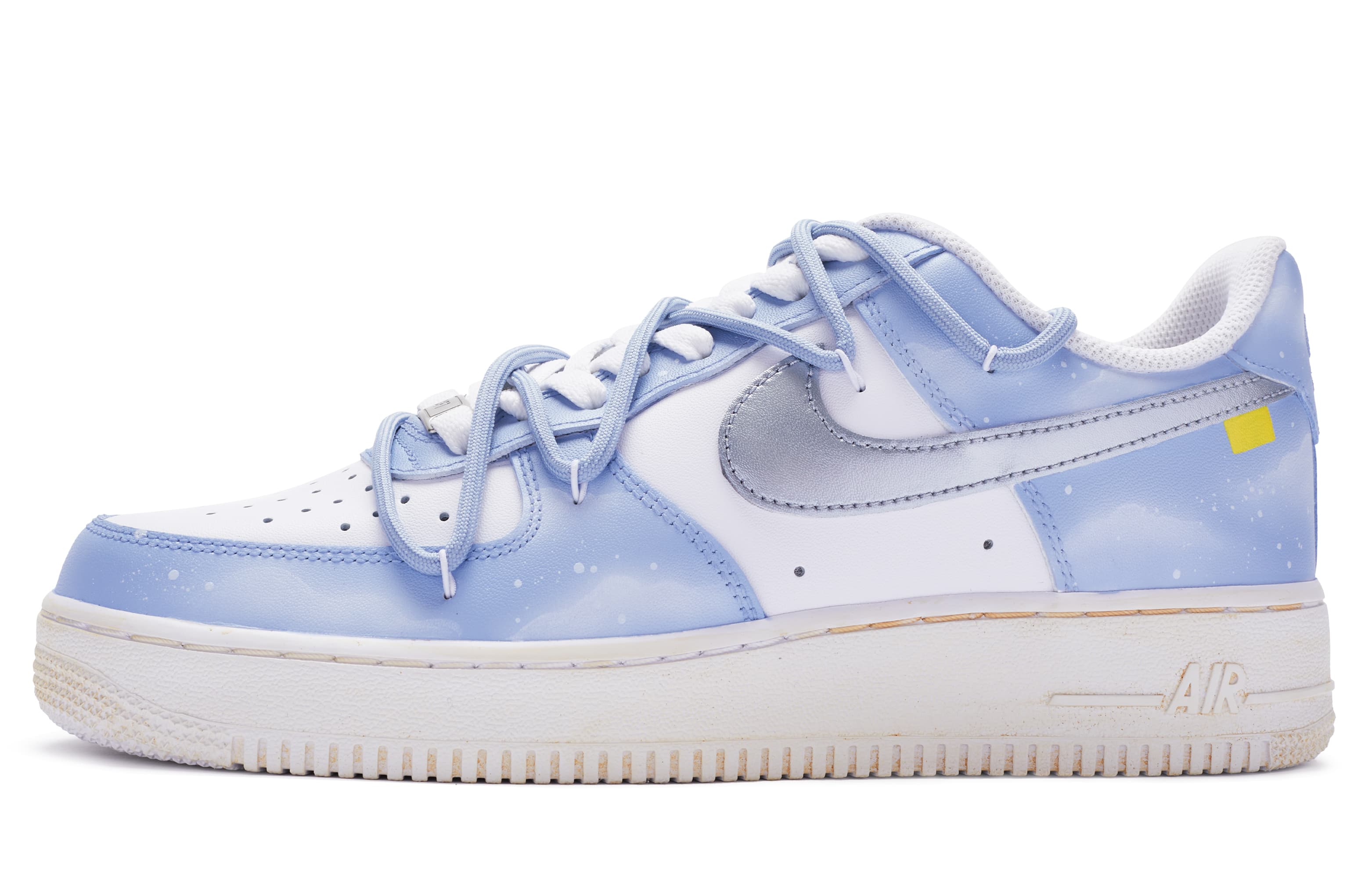 Nike Air Force 1 Skateboard Shoes Men Low-Top Silver White Blue 2