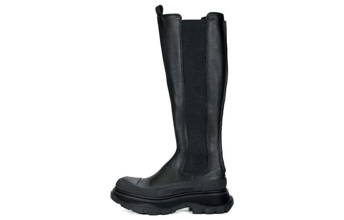 Alexander McQueen Tread Leather Over The Knee Boots 'Black' Women's