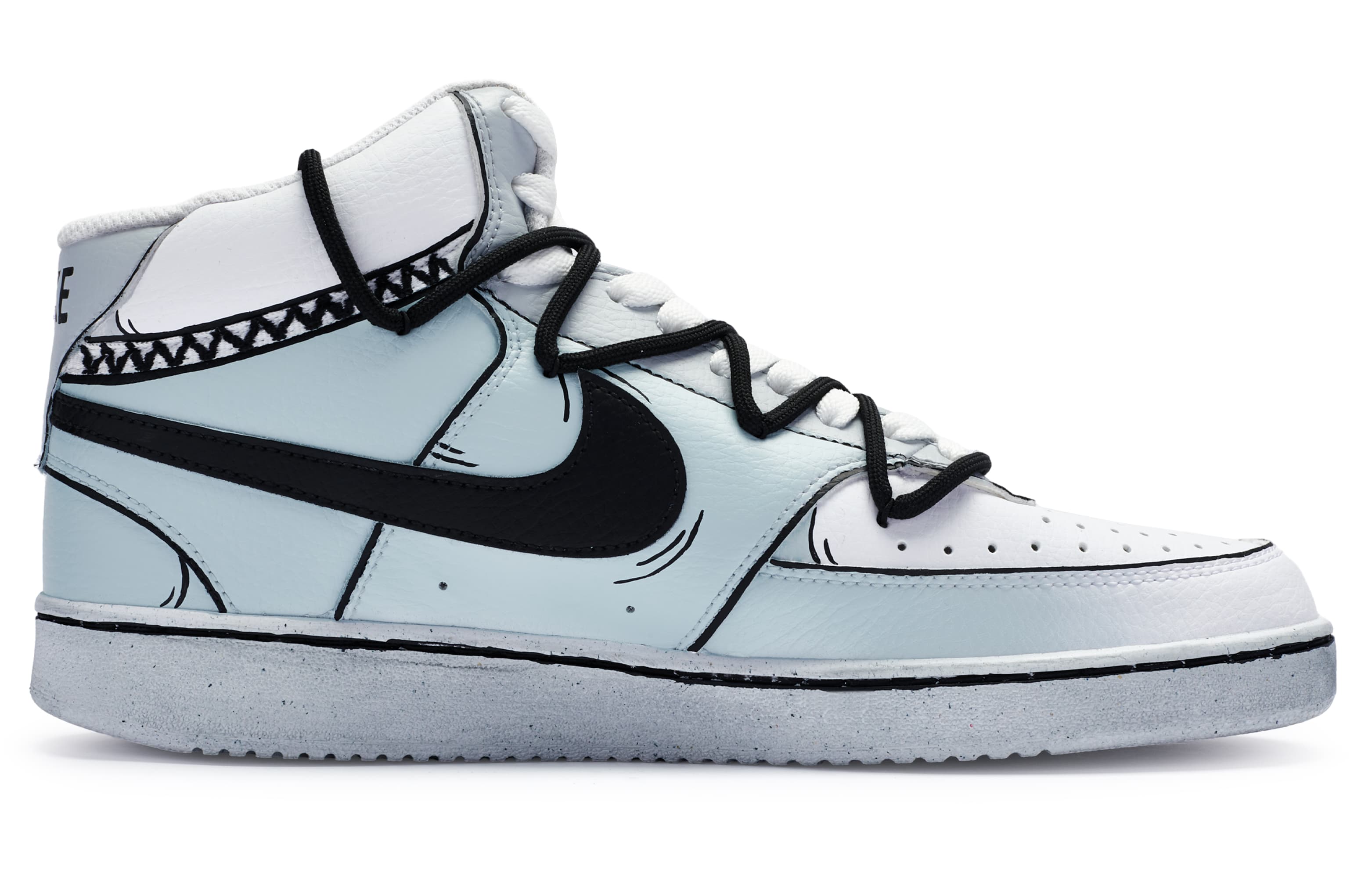 Nike Court Vision Mid Mid-Top Skateboard Shoes Men's White Blue Black