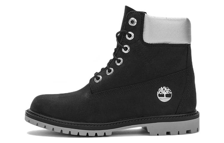Timberland 6 Inch Heritage Cupsole Waterproof Boots 'Black Nubuck With Silver Collar' Women's 2