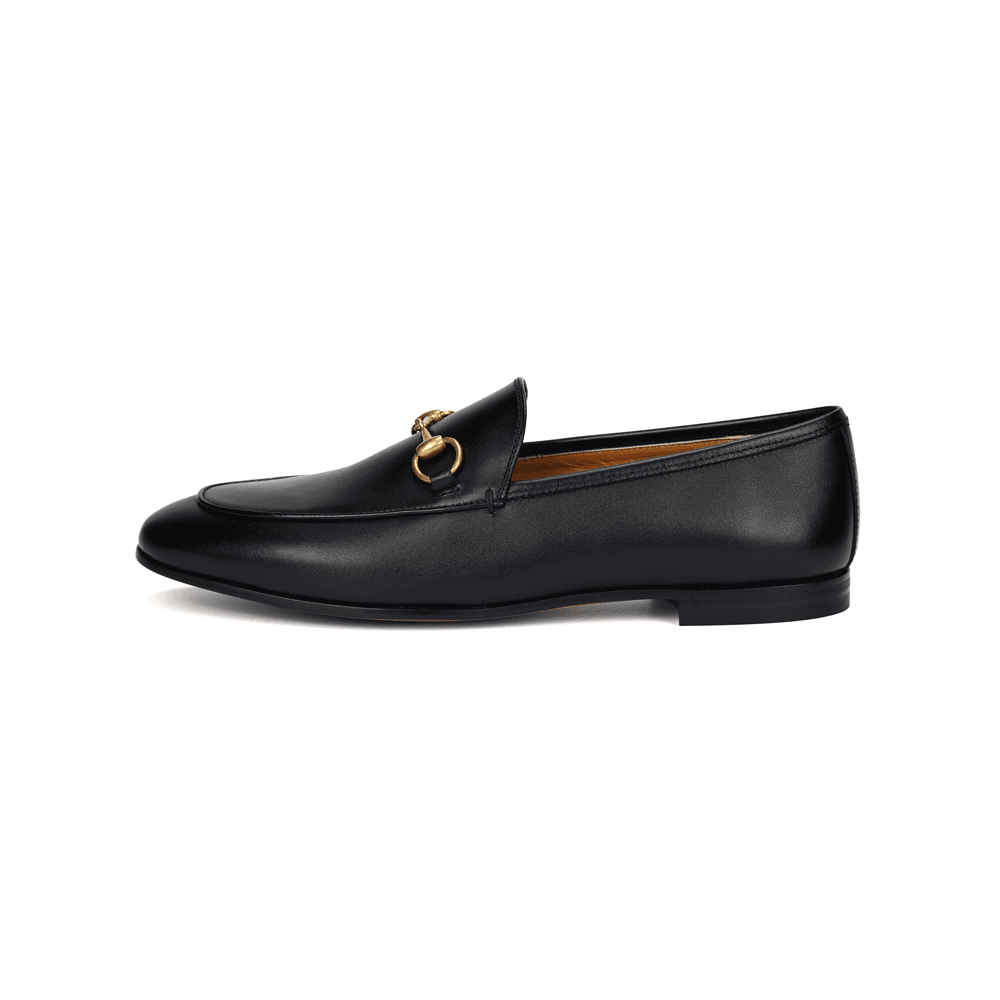 GUCCI Betis Glamour Leather Loafers Black Women's