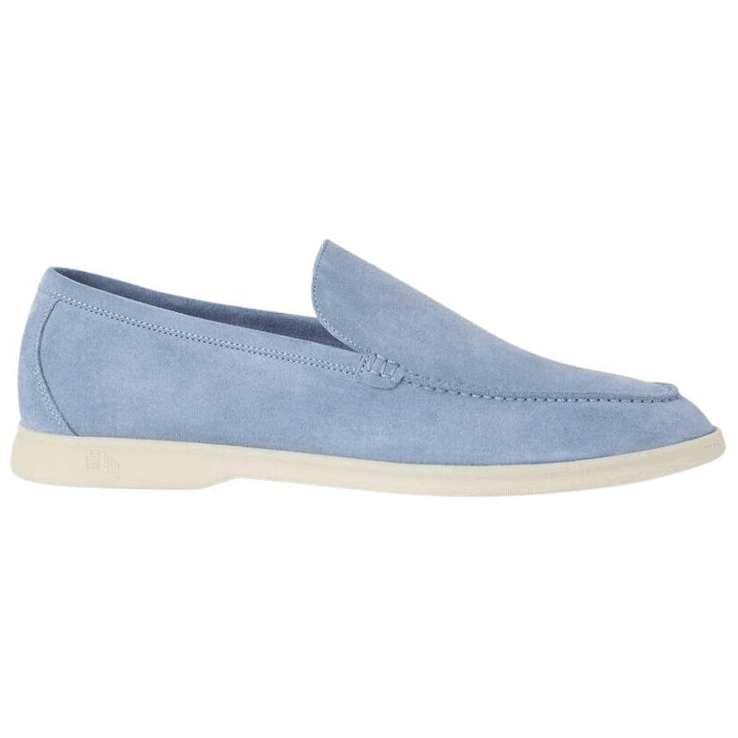 Loro Piana Summer Walk Suede Round Toe Flat Loafers Men's Blue 4
