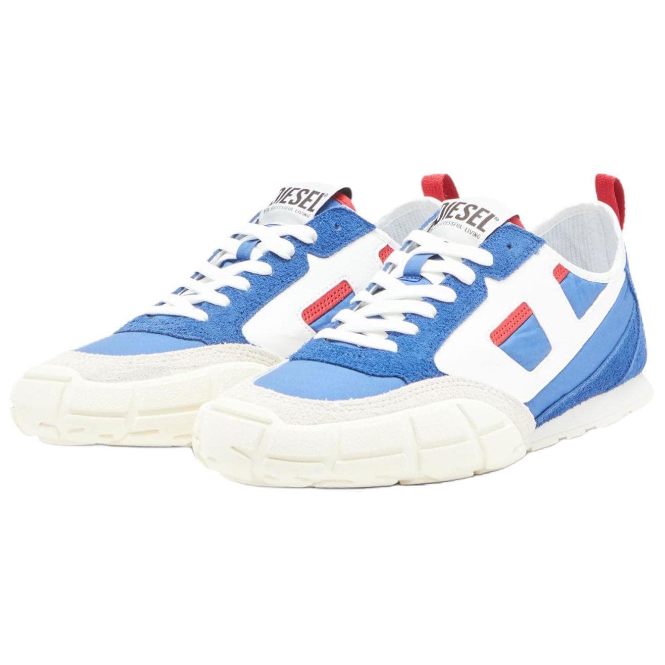 DIESEL S-Pagodha Cowhide Oblique D Logo Round Toe Lace-Up Low-Top Casual Shoes Men's Blue 5