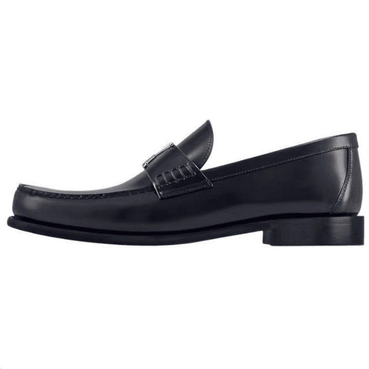 LOUIS VUITTON Major Calfskin Leather Slip-On Flat Loafers Men's Blue 2