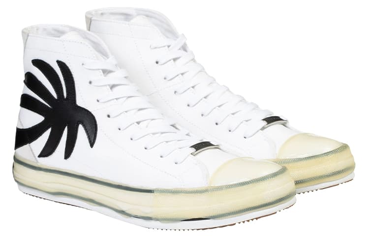PALM ANGELS Anti-Slip Wear-Resistant High-Top Canvas Shoes Men's White 6
